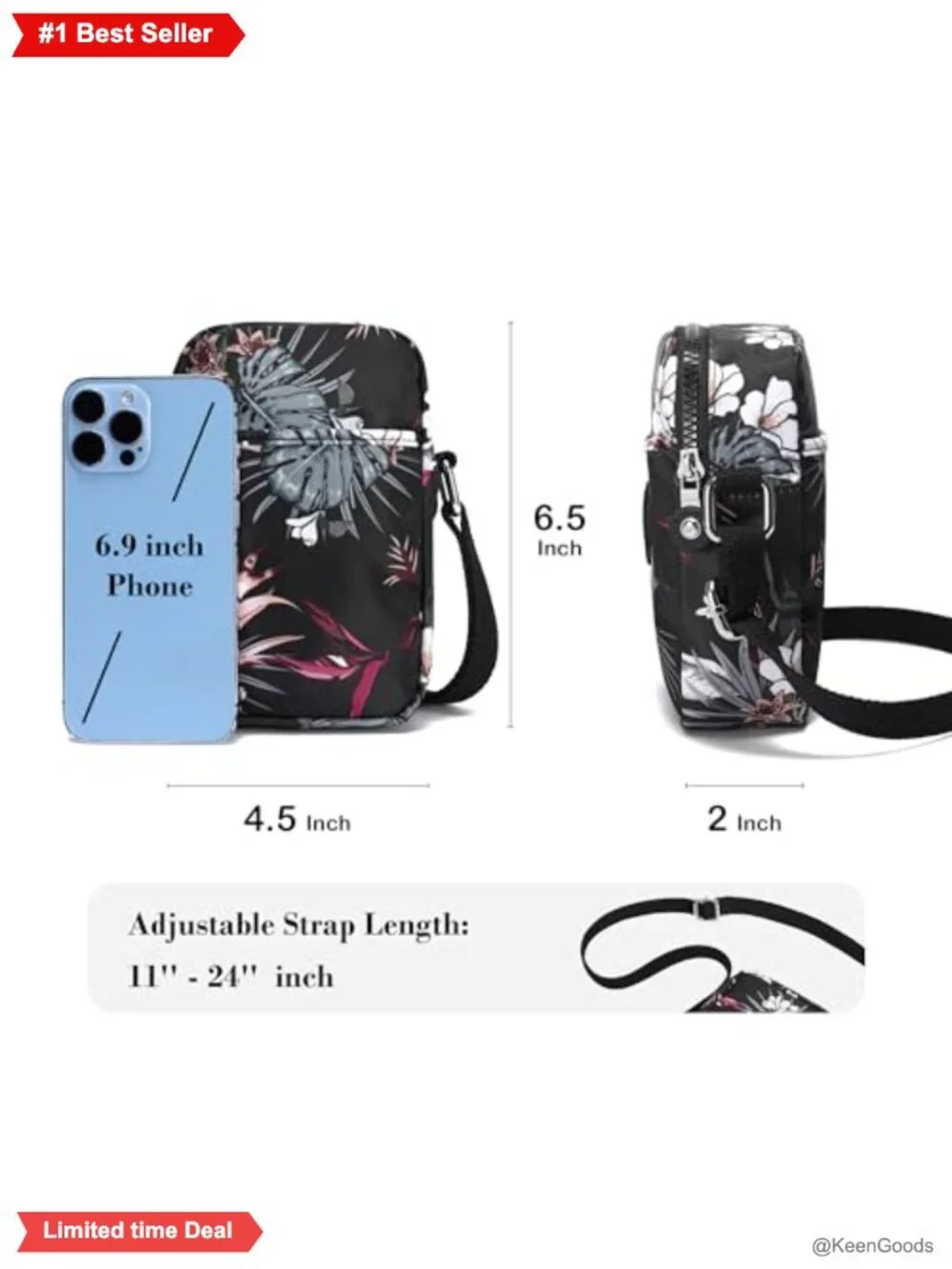 Small Stadium Approved Crossbody Bag Nylon Phone Purse